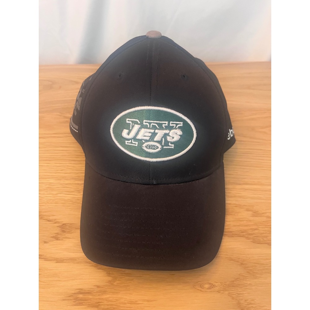 Reebok NFL Onfield Equipment New York Jets Hat Black Stretch Fit Cap L/XL